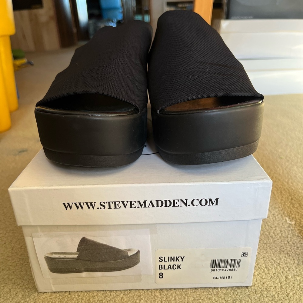 Steve Madden Black Slinky Platform Sandals